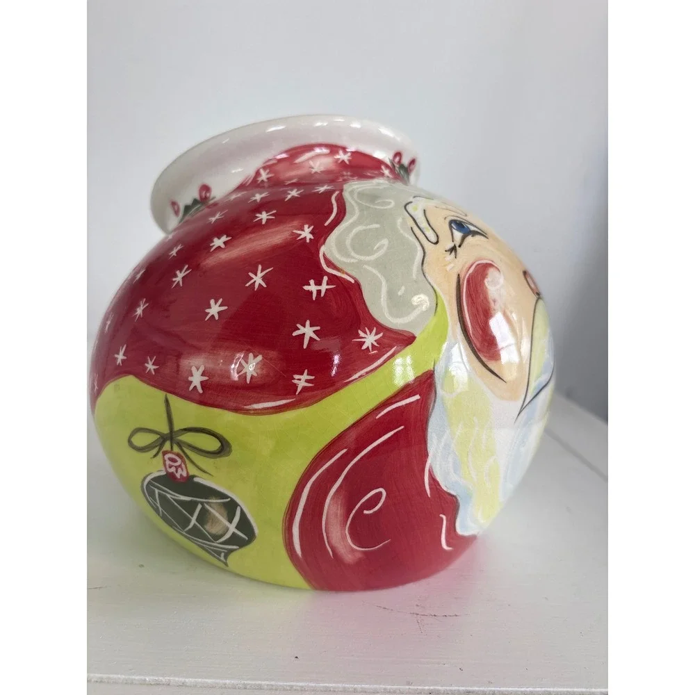 Vintage Claire Ware Christmas Santa Claus Ceramic Cookie Jar Lidded Canister